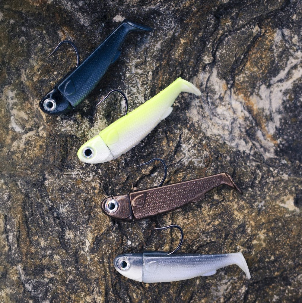 3" SlideBait -R&R Tackle Co. | Premium Saltwater Fishing Tackle. R&R Tackle presents a fully rigged bait, ready to cast — just tie your line and slide the hook through. This set includes the perfect combination of our popular 3'' Slidebait Jigheads and 3''Slidebait Tails, designed to deliver maximum performance from the very first cast.