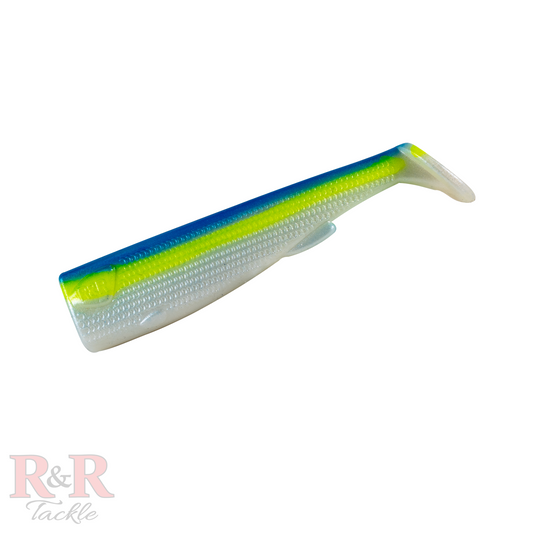 5_SlideBait_Tail_Chartreuse-R&R Tackle Co. | Premium Saltwater Fishing Tackle. Designed to offer you exceptional durability and unbeatable performance. These tails are handmade, painted, and coated with a transparent finish to withstand the challenges of saltwater and big predators.