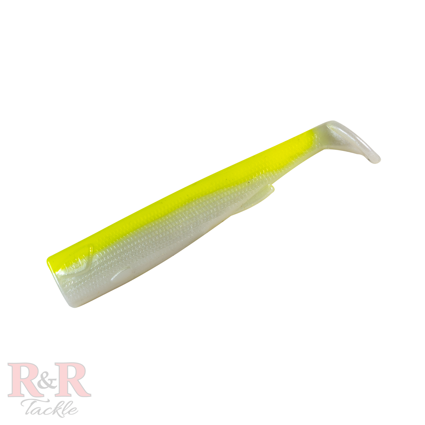 6_SlideBait_Tail_Lemon- R&R Tackle Co. | Premium Saltwater Fishing Tackle. Compatible with Mustad Jhook, circle hook, or your choice of hook.