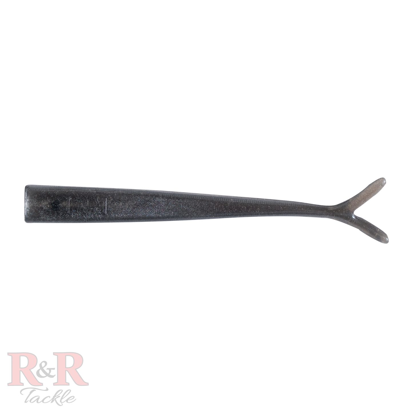 Minnow_Fluke_Tail-Grey - R&R Tackle Co. | Premium Saltwater Fishing Tackle. Designed to perfectly mimic a baitfish (minnow). With its elongated body and split tail, this lure offers a natural and irresistible swim for the most cunning predators.