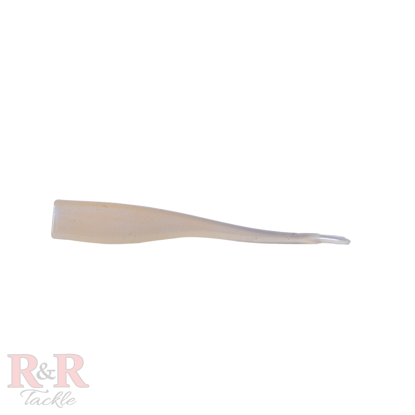 Minnow_Fluke_Tail-Hi-Lite Blue - R&R Tackle Co. | Premium Saltwater Fishing Tackle. A side shot of a Hi-Lite Blue Jerkbait designed to mimic a minnow, featuring a streamlined, elongated body with a split tail. The bait has a translucent, shimmering finish, making it an excellent choice for attracting predator fish like snook, tarpon, redfish, and trout.