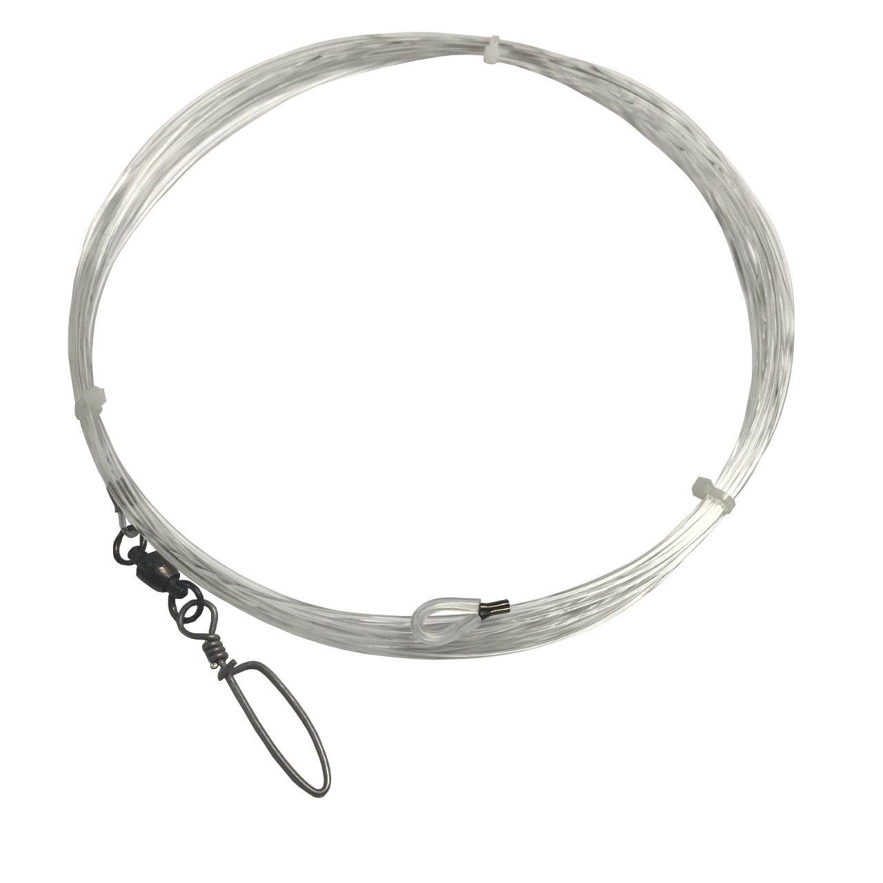 WahooShockLeader _R&R Tackle Co. | Premium Saltwater Fishing Tackle.-Available in 150lb or 300lb by 30 feet, these wahoo shock leaders are a necessity when high speed trolling for Wahoo! Rigged with a high quality ball bearing snap swivel and chafe guard, its ready right out of the package!