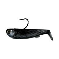 R&R Tackle Slide Bait 3inch Gun Metal , extra-strong 2X 4/0 black nickel hook, Line through, Pre-Rigged