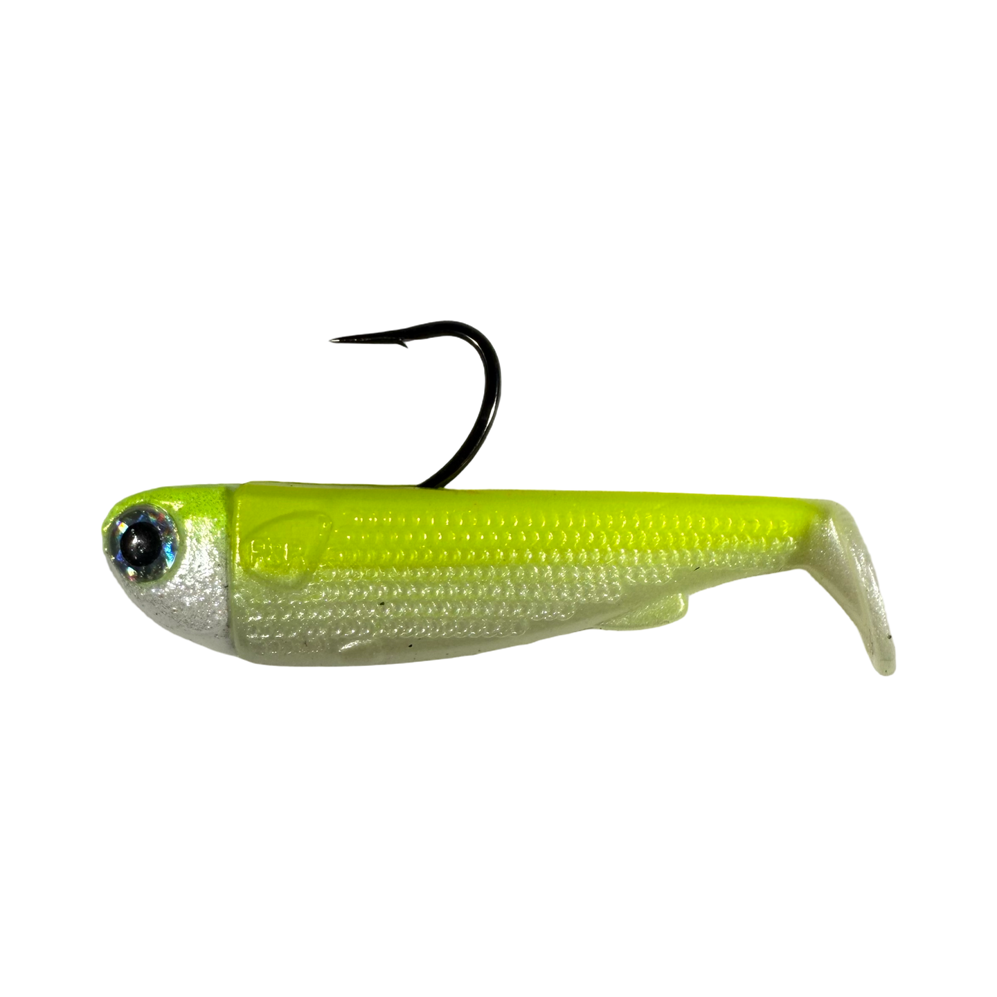 R&R Tackle Slide Bait 3inch Lemon , extra-strong 2X 4/0 black nickel hook, Line through, Pre-Rigged