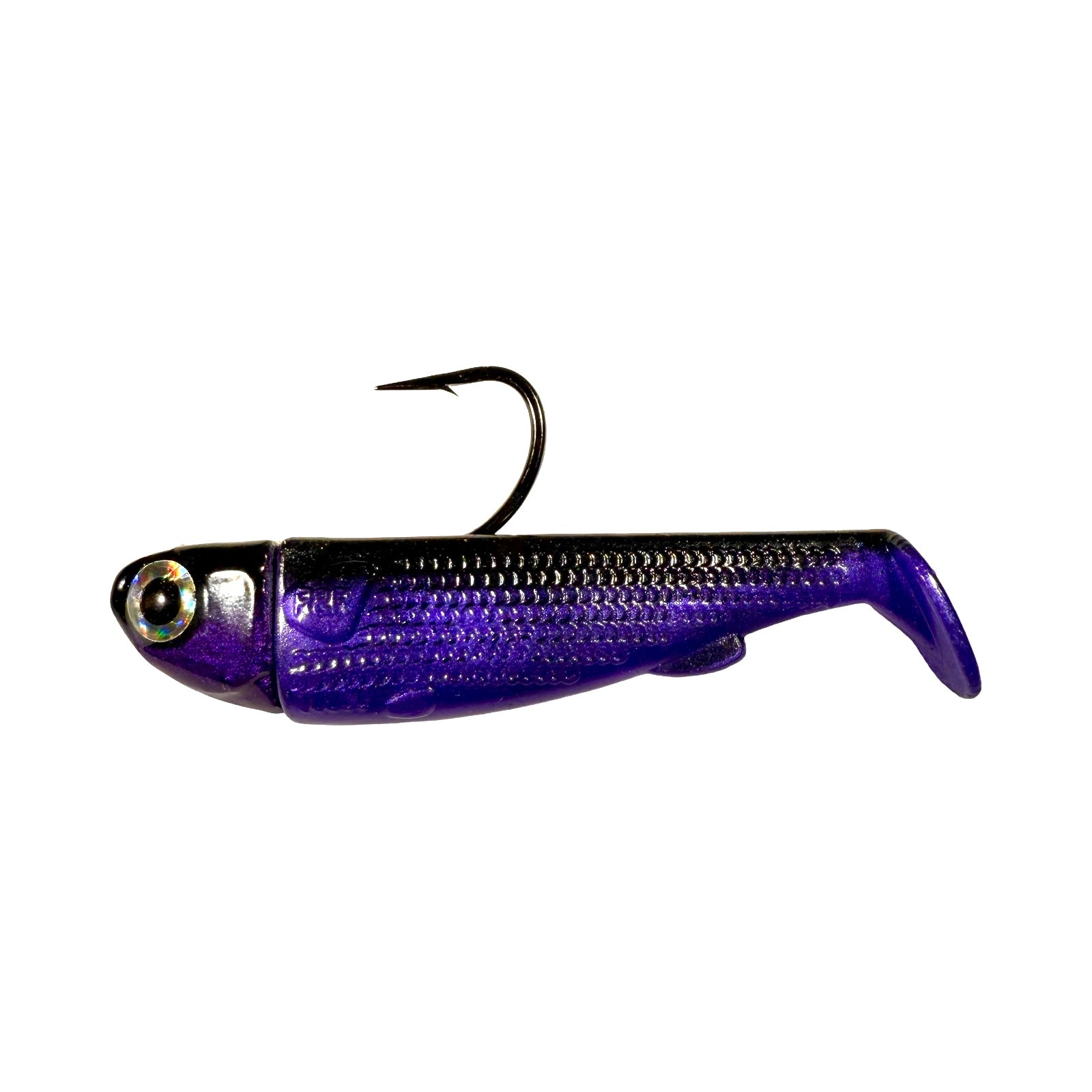 R&R Tackle Slide Bait 3inch Phantom, extra-strong 2X 4/0 black nickel hook, Line through, Pre-Rigged