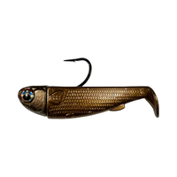 R&R Tackle Slide Bait 3inch Root Beer, extra-strong 2X 4/0 black nickel hook, Line through