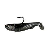 R&R Tackle Slide Bait 3inch Gun Metal, extra-strong 2X 4/0 black nickel hook, Line through, Pre-Rigged