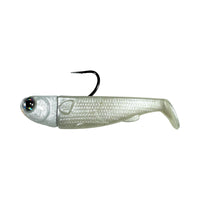 R&R Tackle Slide Bait 3inch Pearl, extra-strong 2X 4/0 black nickel hook, Line through, Pre-Rigged