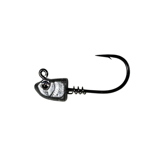 R&R Tackle Minnow Jig Head, Screw Lock Jig Head,  2/0 Mustad black nickel 2x strong hook , 3/4 oz