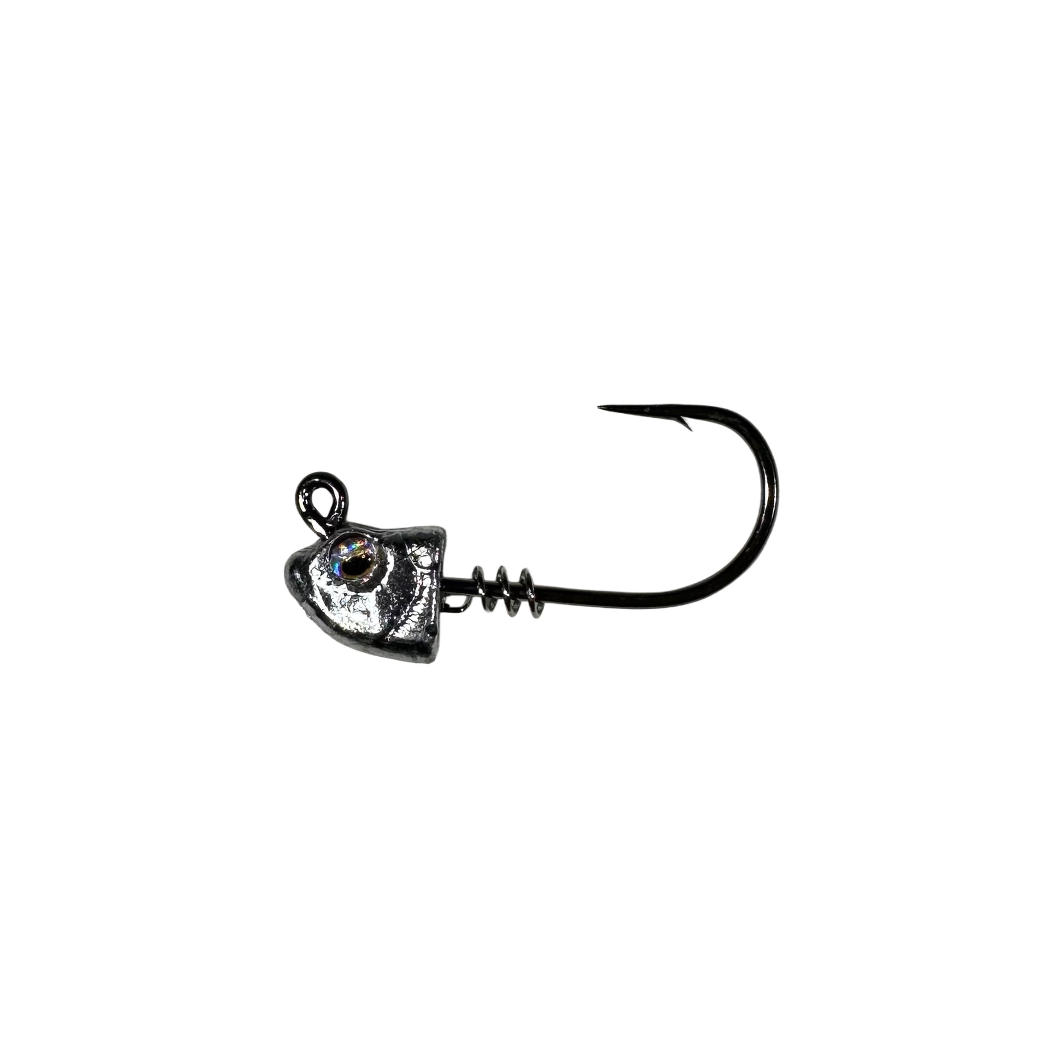 R&R Tackle Minnow Jig Head, Screw Lock Jig Head,  2/0 Mustad black nickel 2x strong hook , 3/8 oz