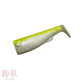3_SlideBaitTail-Lemon-R&R Tackle Co. | Premium Saltwater Fishing Tackle. Compatible with Mustad Jhook, circle hook, or your choice of hook. 