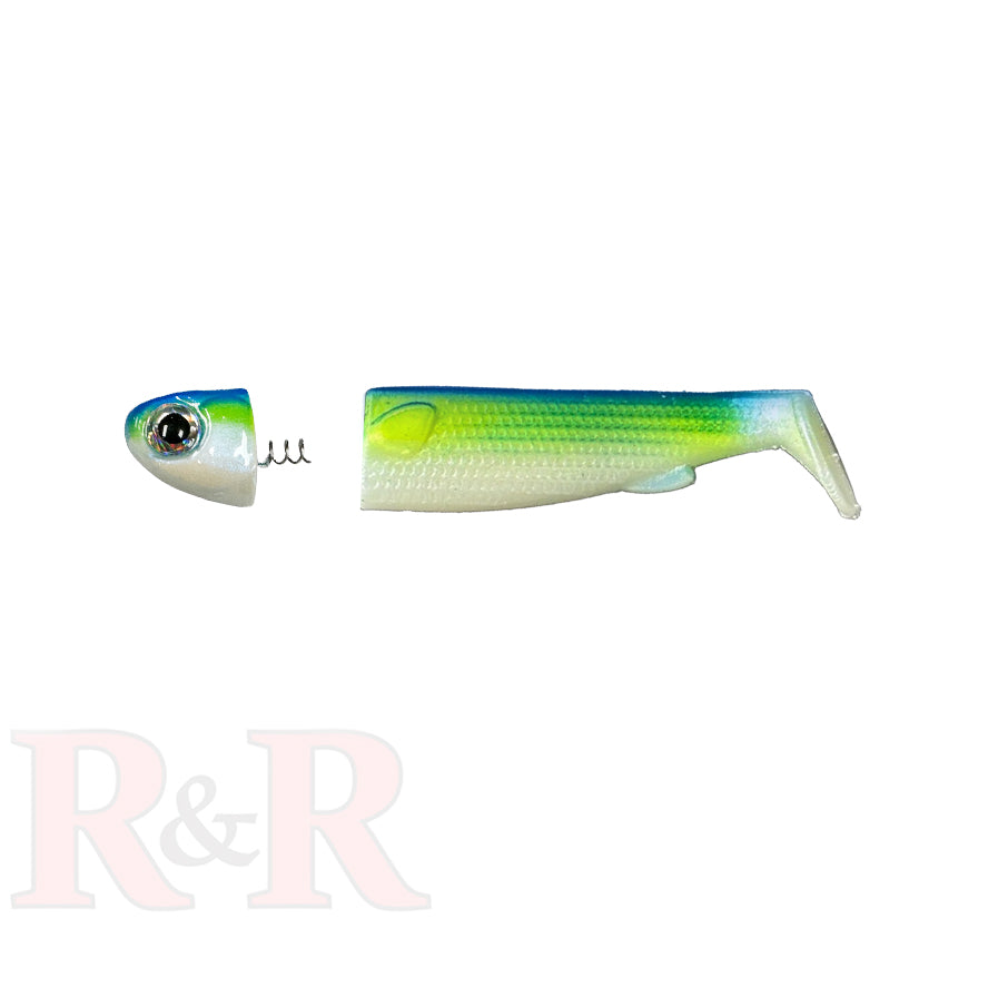 3_SlideBait_Chartreuse-R&R Tackle Co. | Premium Saltwater Fishing Tackle. 4 tails per pack, perfect for enhancing your performance on every fishing trip.