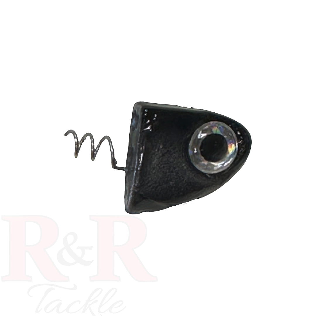 3" SlideBait Jighead- Gunmetal- R&R Tackle Co. | Premium Saltwater Fishing Tackle. The jighead screws onto the soft plastic tail, preventing damage and extending the life of the lure.
