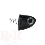 3" SlideBait Jighead- Gunmetal- R&R Tackle Co. | Premium Saltwater Fishing Tackle. The jighead screws onto the soft plastic tail, preventing damage and extending the life of the lure.