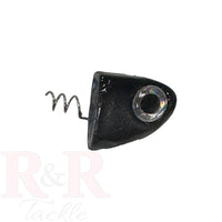 3" SlideBait Jighead- Gunmetal- R&R Tackle Co. | Premium Saltwater Fishing Tackle. The jighead screws onto the soft plastic tail, preventing damage and extending the life of the lure.
