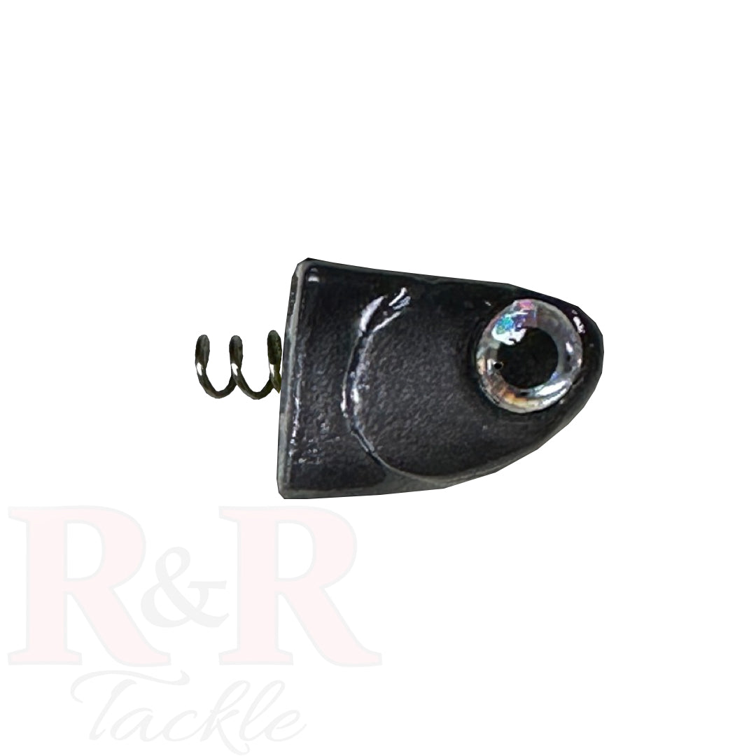 3" SlideBait Jighead- Gunmetal- R&R Tackle Co. | Premium Saltwater Fishing Tackle. The jighead screws onto the soft plastic tail, preventing damage and extending the life of the lure.
