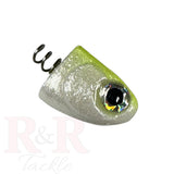 3" SlideBait Jighead- Lemon- R&R Tackle Co. | Premium Saltwater Fishing Tackle. The jighead design allows you to choose the hook that best fits your fishing line and underwater terrain.  