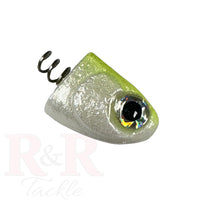 3" SlideBait Jighead- Lemon- R&R Tackle Co. | Premium Saltwater Fishing Tackle. The jighead design allows you to choose the hook that best fits your fishing line and underwater terrain.  