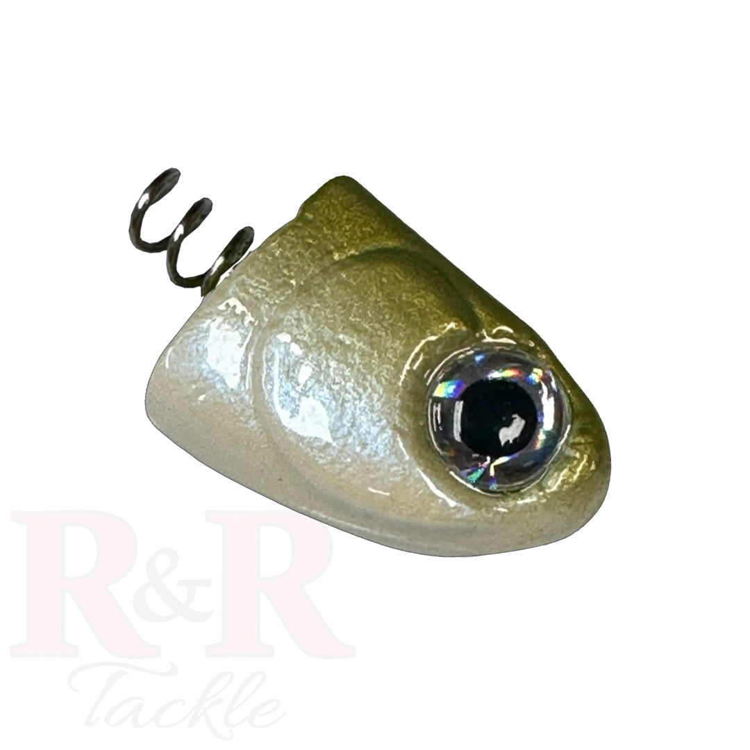 3" SlideBait Jighead- Olive- R&R Tackle Co. | Premium Saltwater Fishing Tackle. Unique through-line design for increased effectiveness and durability. 