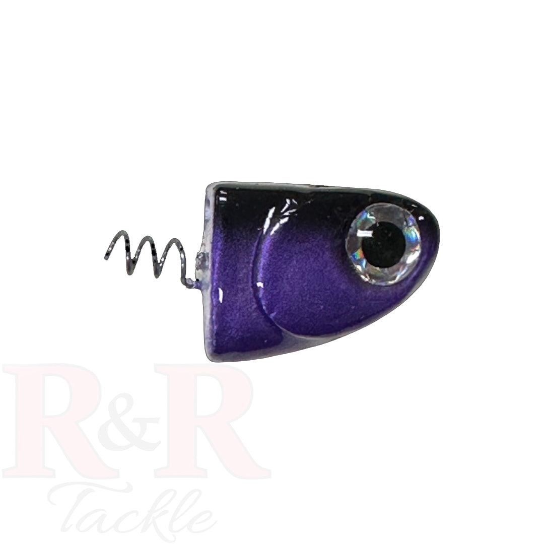 3_SlideBait_Jighead-Phantom1oz- R&R Tackle Co. | Premium Saltwater Fishing Tackle. This innovative design allows the through-line lure to slide up the leader when the fish jumps or makes a run, reducing the chances of the fish getting off the hook.  