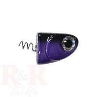 3_SlideBait_Jighead-Phantom1oz- R&R Tackle Co. | Premium Saltwater Fishing Tackle. This innovative design allows the through-line lure to slide up the leader when the fish jumps or makes a run, reducing the chances of the fish getting off the hook.  