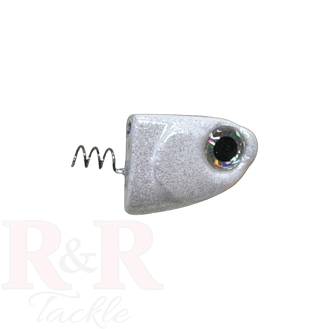 3" SlideBait Jighead - Pearl_White-R&R Tackle Co. | Premium Saltwater Fishing Tackle. The new lure from R&R Tackle is everything you need. This innovative design allows the through-line lure to slide up the leader when the fish jumps or makes a run, reducing the chances of the fish getting off the hook.