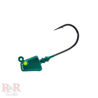 R&R Tackle Shrimp Jig Head 3in, Aqua, Mustad black nickel hook 2x strong, .75 OZ 