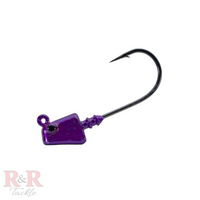 R&R Tackle Shrimp Jig Head 3in, Grape, Mustad black nickel hook 2x strong, .75 OZ 