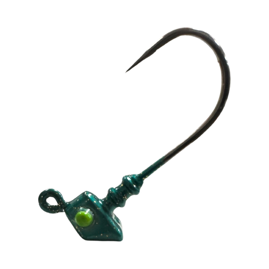 3inShrimp_Jig-Aqua-  R&R Tackle Co. | Premium Saltwater Fishing Tackle.  They are also fully compatible with R&R Tackle’s 3in Shrimp Tails, creating a deadly combination to entice big predators.