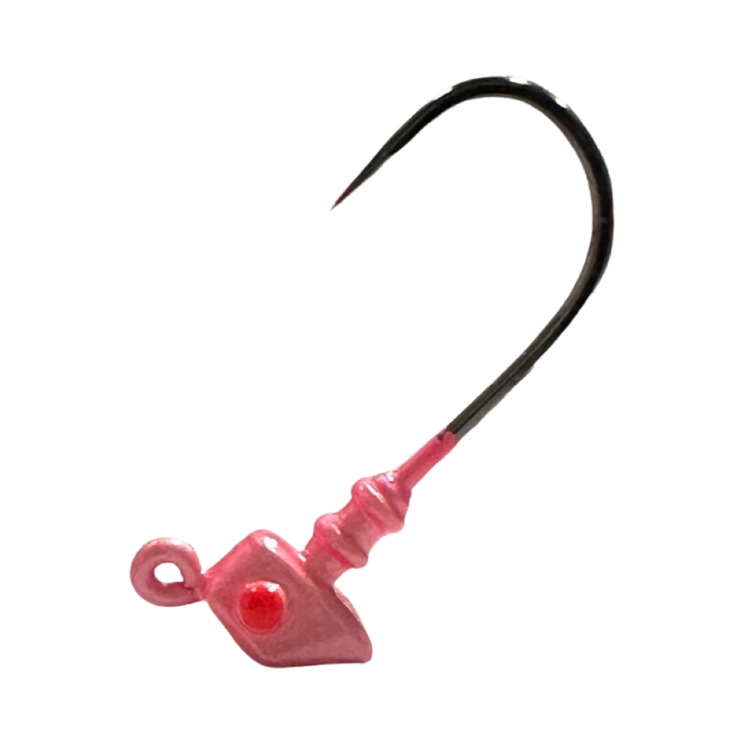 3inShrimp_Jig-Flamingo- R&R Tackle Co. | Premium Saltwater Fishing Tackle. These high-performance jigheads, combined with ultra-strong Mustad hooks, are the perfect choice for anglers targeting large species like tarpon and snook.