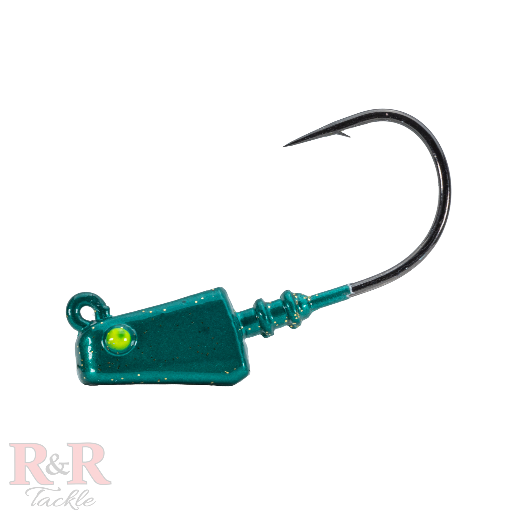 R&R Tackle Shrimp Jig Head 4in, Aqua, Mustad black nickel hook 2x strong, 1.5 OZ 