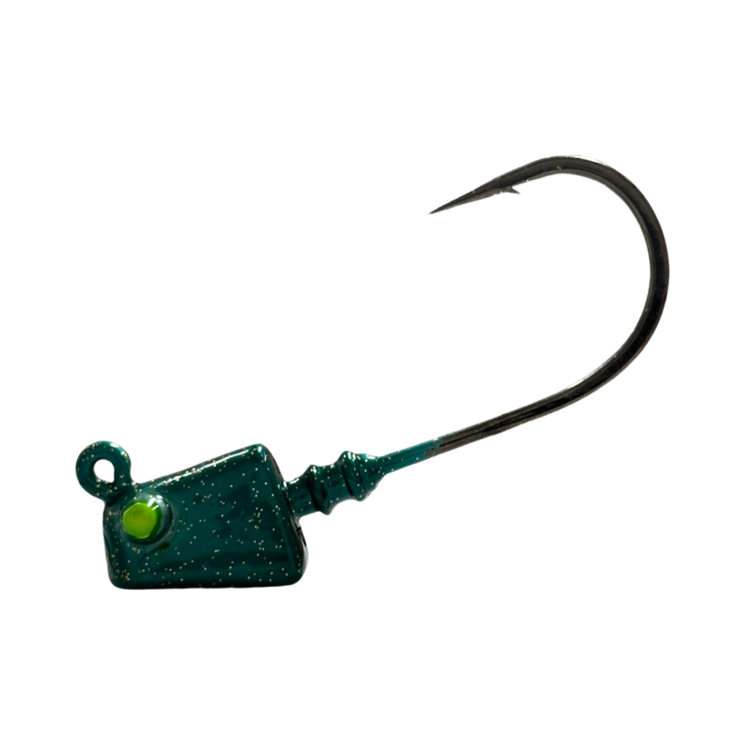 4inShrimp_Jig-Aqua- R&R Tackle Co. | Premium Saltwater Fishing Tackle. These high-performance jigheads, combined with ultra-strong Mustad hooks, are the perfect choice for anglers targeting large species like tarpon and snook.