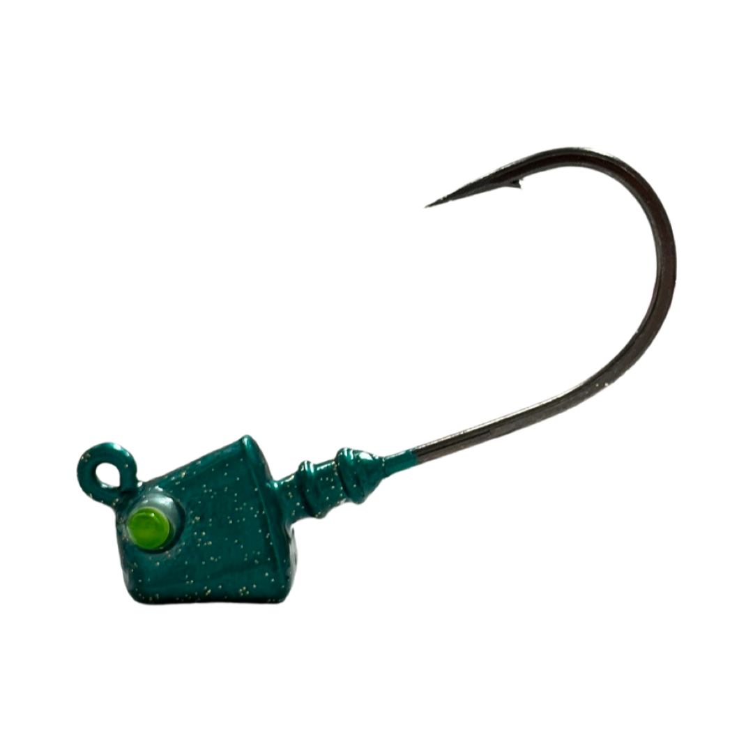 4inShrimp_Jig-Aqua- R&R Tackle Co. | Premium Saltwater Fishing Tackle. These high-performance jigheads, combined with ultra-strong Mustad hooks, are the perfect choice for anglers targeting large species like tarpon and snook.