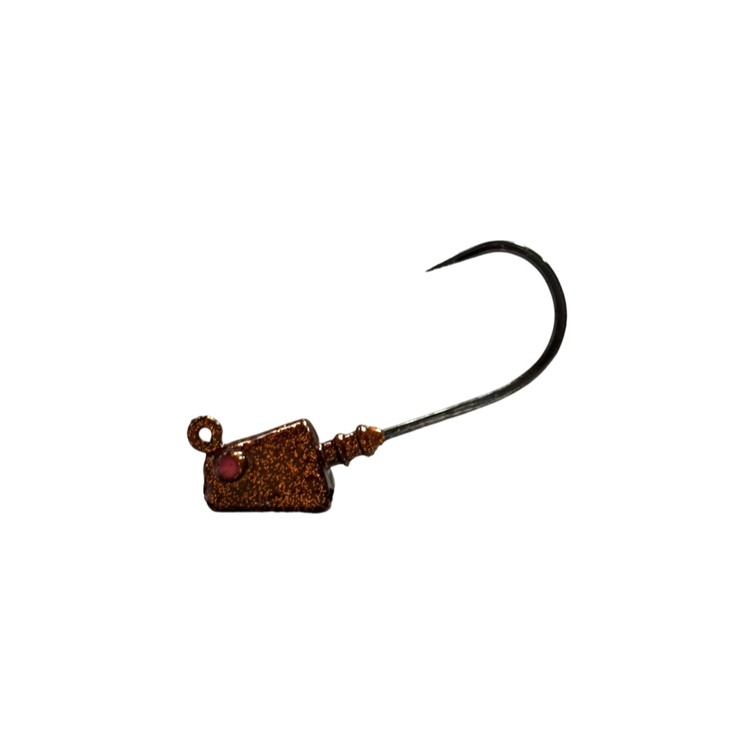 4inShrimp_Jig-RootBeer- R&R Tackle Co. | Premium Saltwater Fishing Tackle.   Designed to handle strong current conditions where lighter shrimp baits can’t stay in place. 