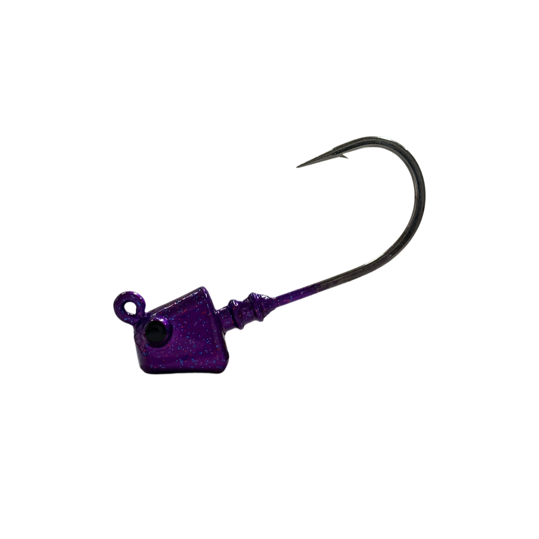 4inShrimp_Jig_Grape- R&R Tackle Co. | Premium Saltwater Fishing Tackle. They are also fully compatible with R&amp;R Tackle’s 4in Shrimp Tails, creating a deadly combination to entice big predators.