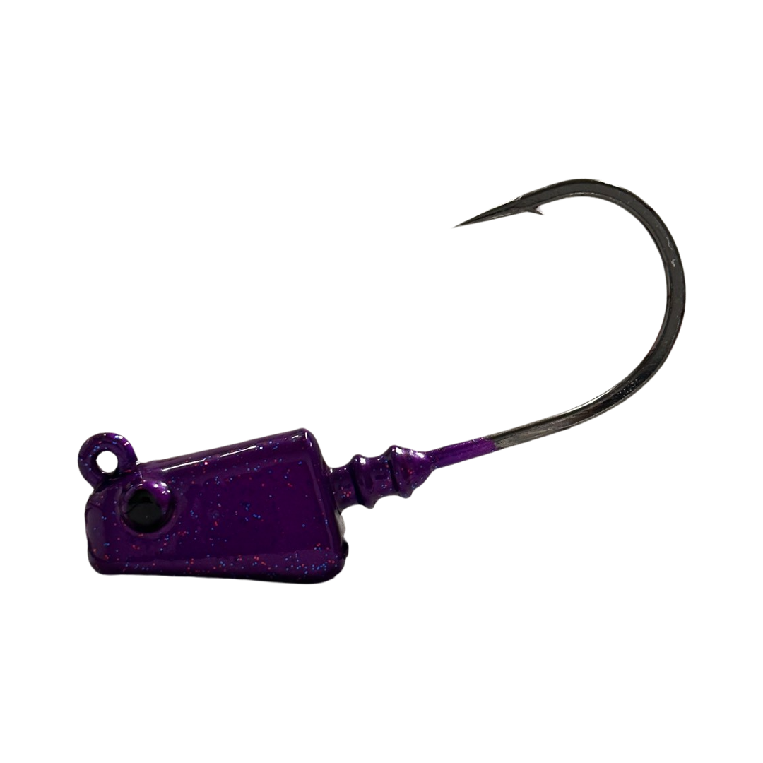 4inShrimp_Jig_Grape- R&R Tackle Co. | Premium Saltwater Fishing Tackle. They are also fully compatible with R&amp;R Tackle’s 4in Shrimp Tails, creating a deadly combination to entice big predators.