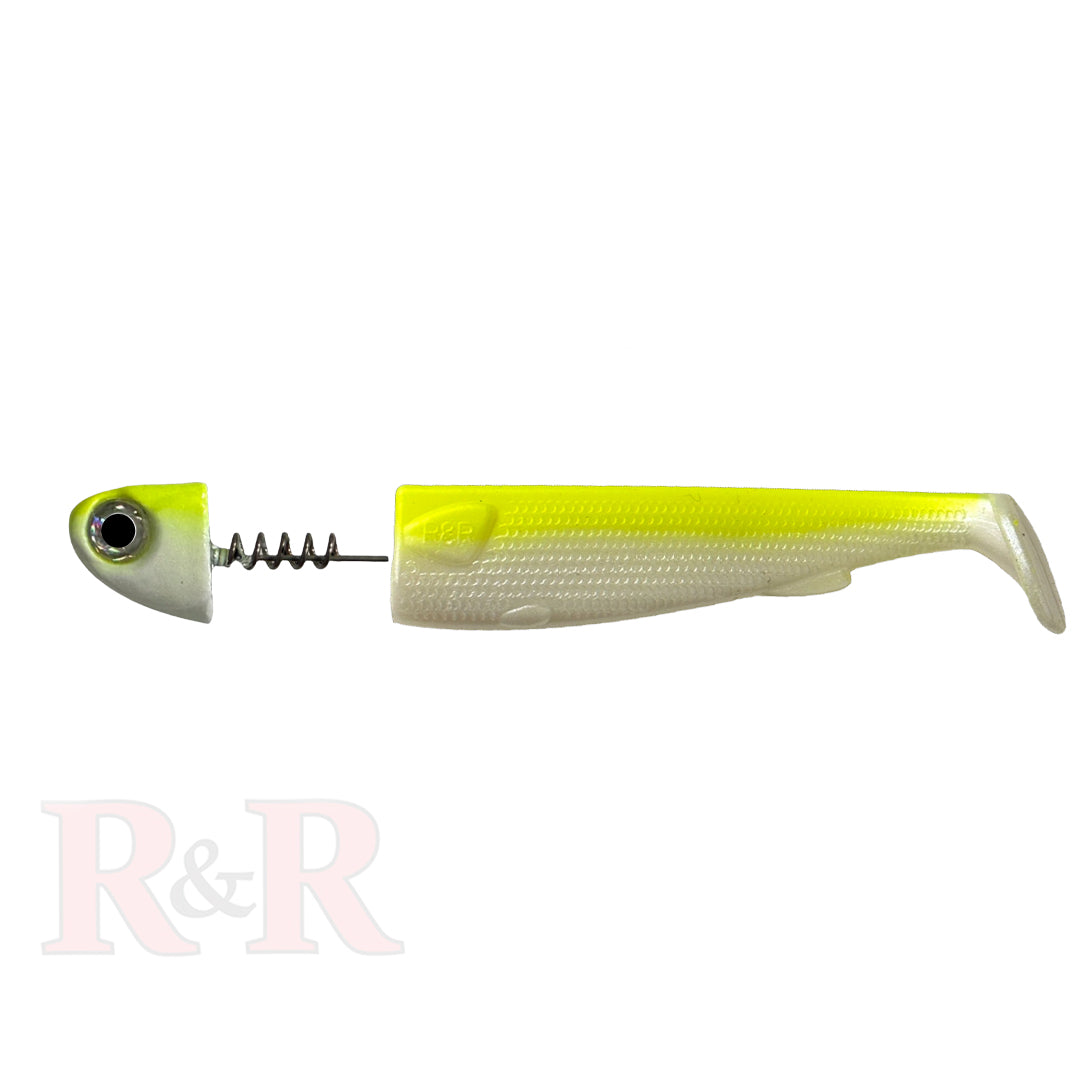 5-SlideBait-lemon-R&R Tackle Co. | Premium Saltwater Fishing Tackle. Painted and coated with a transparent finish for maximum durability. 