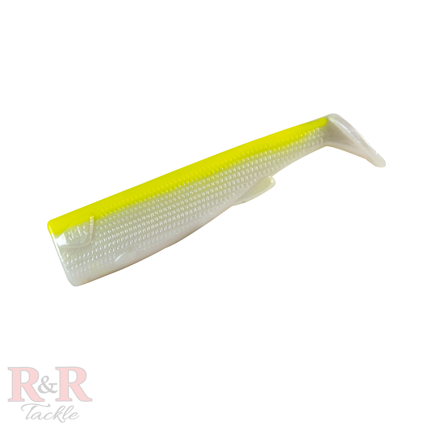 5_SlideBait_Tail_Lemon- R&R Tackle Co. | Premium Saltwater Fishing Tackle. Painted and coated with a transparent finish for maximum durability.