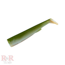 6_SlideBait_Tail_olive- R&R Tackle Co. | Premium Saltwater Fishing Tackle. 2 tails per pack, perfect for enhancing your performance on every fishing trip.