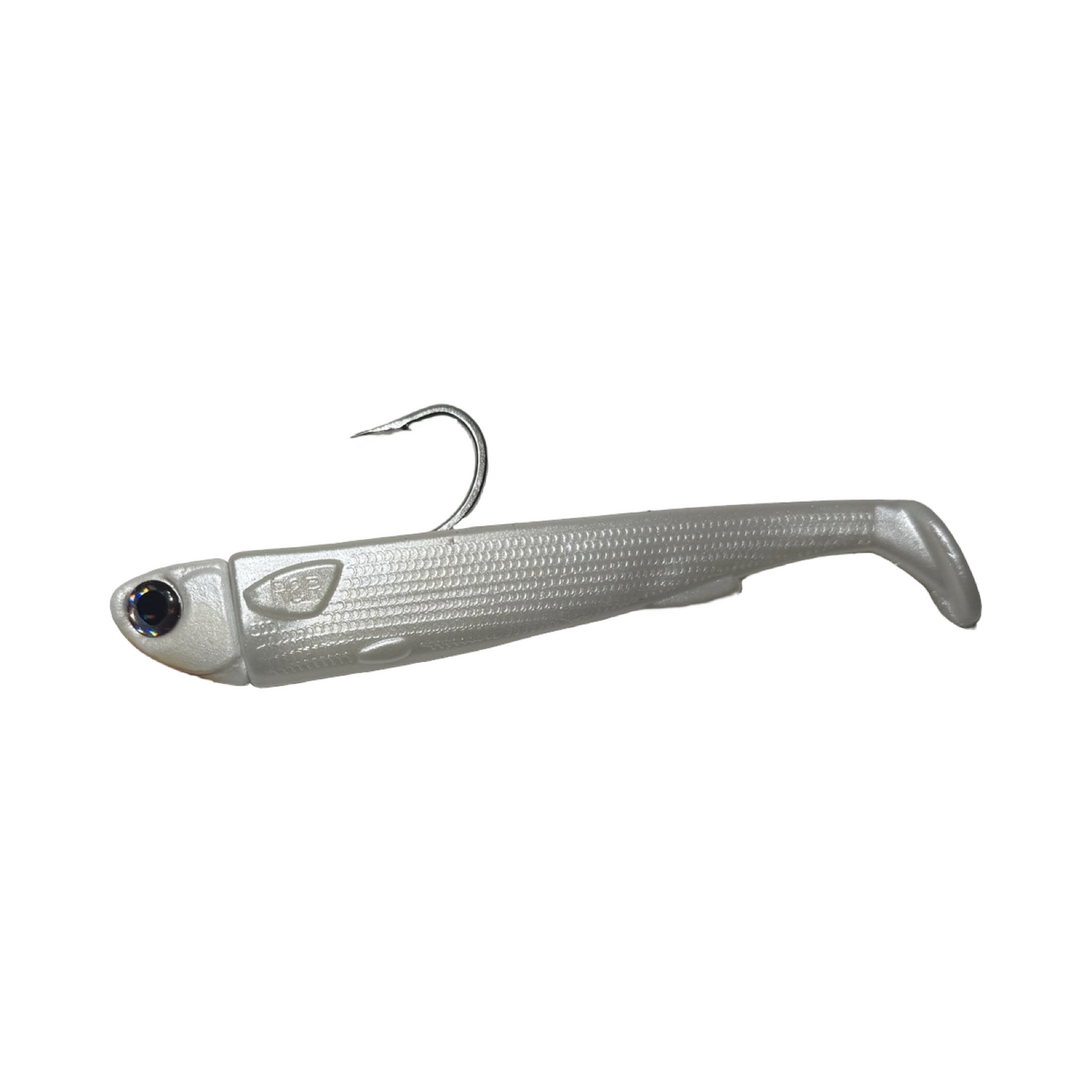 6in Slide Bait Rigg Pearl .R&R Tackle Co. | Premium Saltwater Fishing. 6-inch Slide Bait R&R Tackle pre-rigged line-through lure with soft tail and saltwater jighead