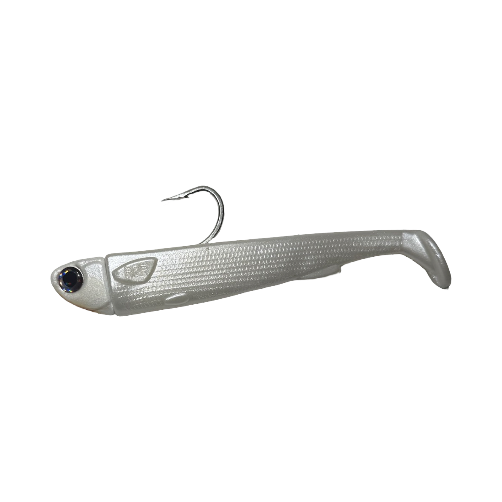 6in Slide Bait Rigg Pearl .R&R Tackle Co. | Premium Saltwater Fishing. 6-inch Slide Bait R&R Tackle pre-rigged line-through lure with soft tail and saltwater jighead