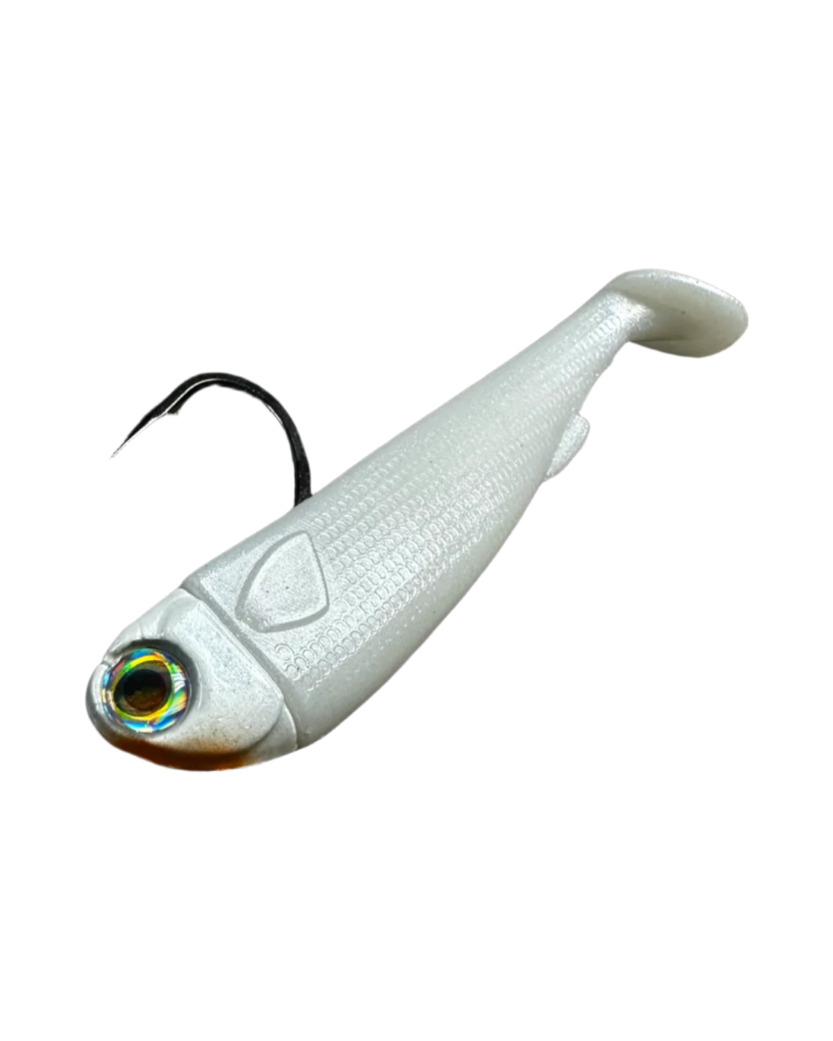 8in Slide Bait Rigg Pearl .R&R Tackle Co. | Premium Saltwater Fishing. R&R Tackle 8” Slide Bait featuring ultra-durable line-through system and soft tail for aggressive fish
