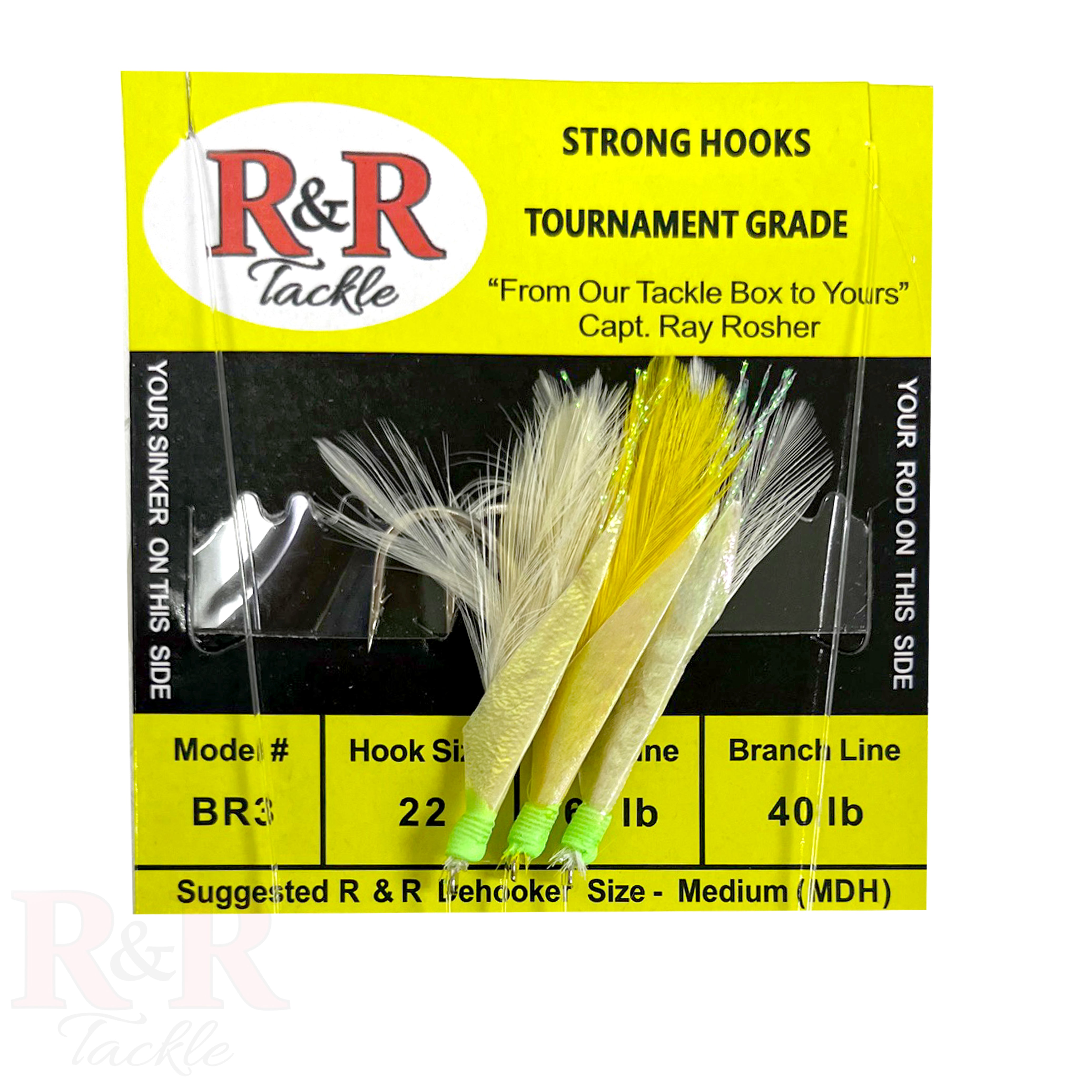 BR3 Bait Rig - 3(size 22) hooks with white feather & fish skin – R&R ...