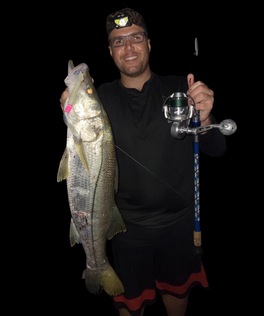 Florida snook caught on R&R Tackle realistic soft plastic shrimp jig – best inshore lure for redfish and tarpon