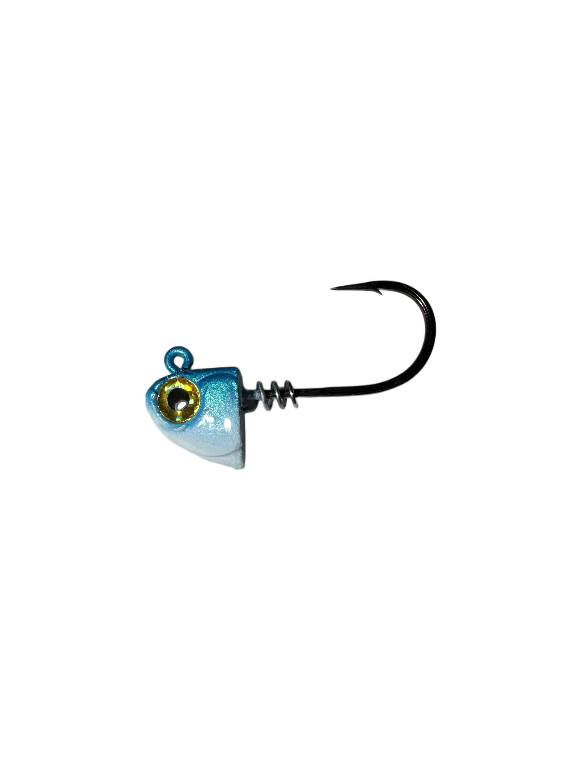 Bottom Sweepers Jighead Deluxe. Blue Herring_1.5_oz. R&R Tackle Co. | Premium Saltwater Fishing Tackle. R&R Tackle Bottom Sweeper Jighead Deluxe engineered for reliable hook penetration