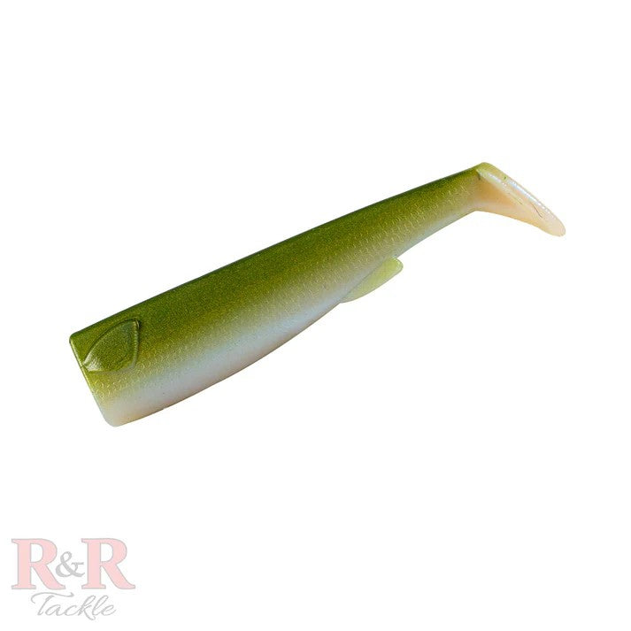Bottom Sweepers Tails Deluxe Olive 5in. R&R Tackle Co. | Premium Saltwater Fishing Tackle. Soft plastic Bottom Sweepers Tail Deluxe featuring special back slit for easy hook rigging. 