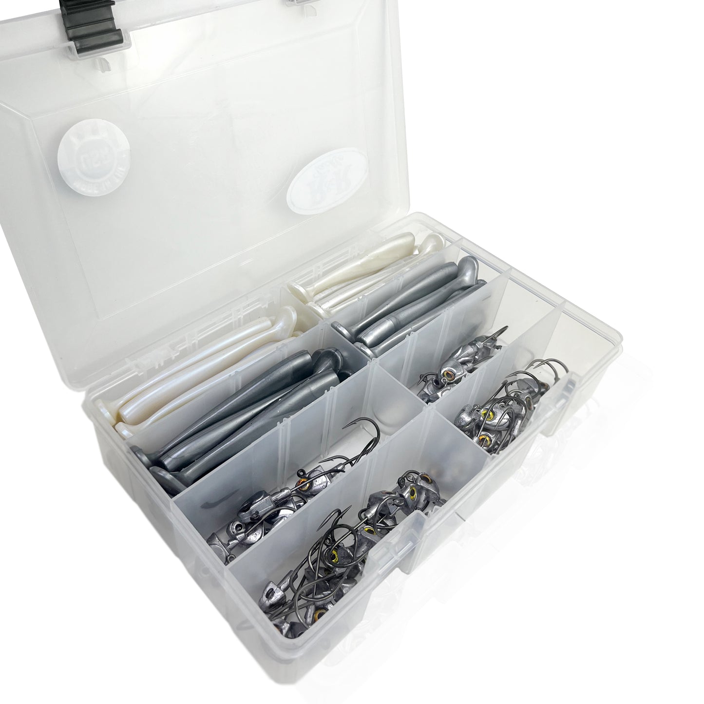 Bulk Bottom Sweeper Swimbait Box
Success-R&R Tackle Co. | Premium Saltwater Fishing Tackle. If you're a passionate swimbait fisherman, this offer is perfect for you. R&amp;R Tackle has designed this special package to provide you with a variety of high-quality jigheads and tails, giving you everything you need for your fishing trips. 