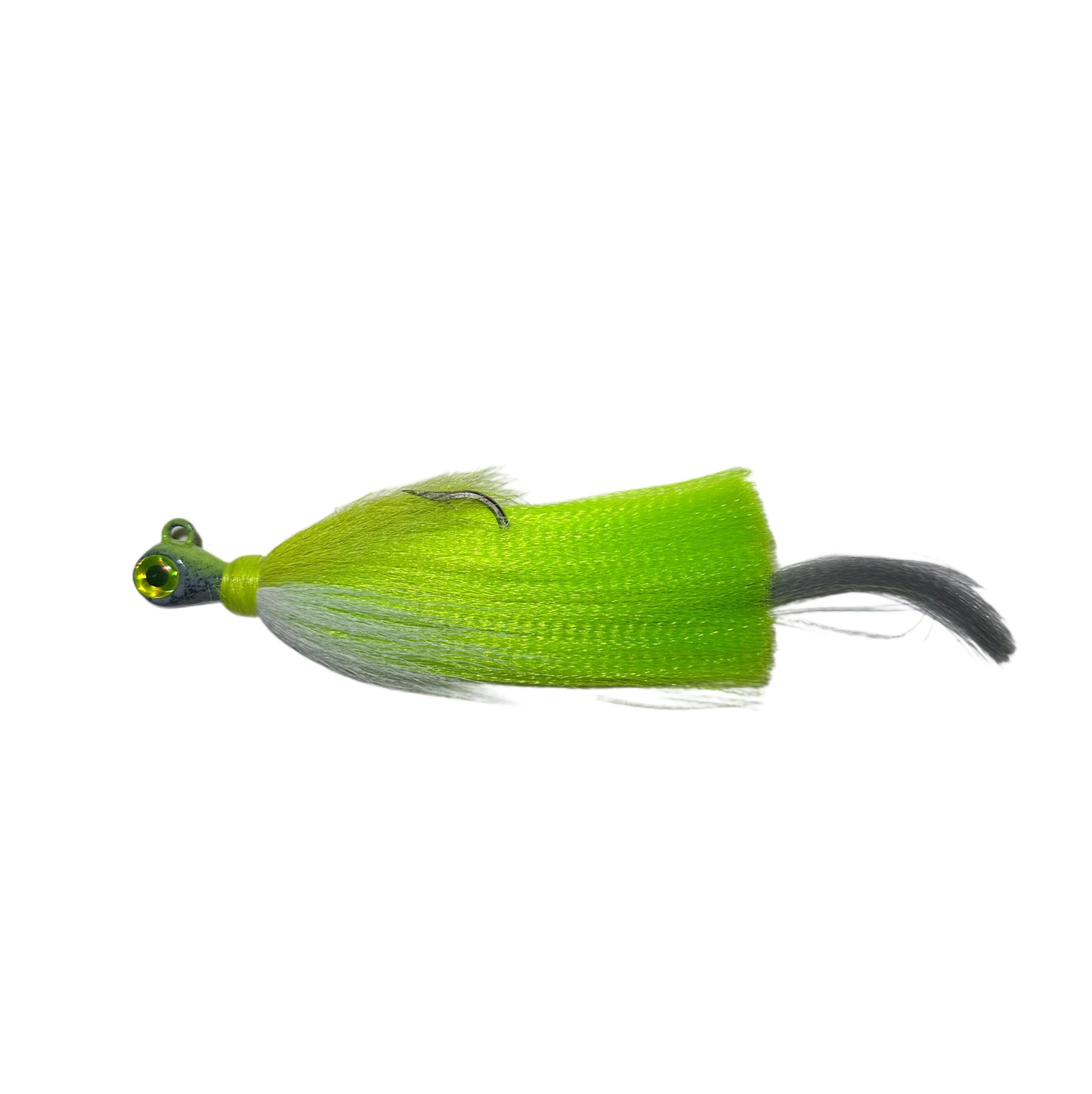 R&R tackle Flare Buck Chartreuse , Combination of bucktail and nylon, 3X Strong 9/0 Mustad hook, Jig, Strong Duratin Mustad