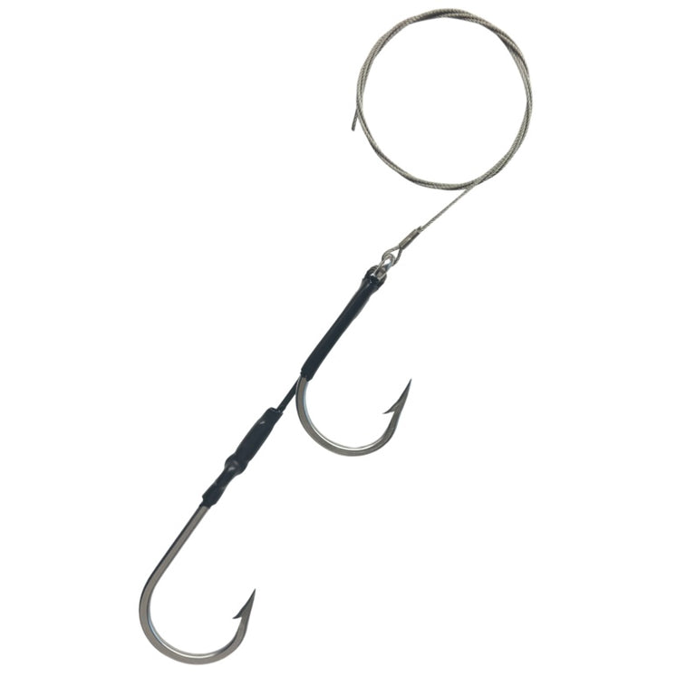Wahoo Rig Double Hook Wahoo Rig – 500lb Cable, Big Game Stainless Steel Hooks (4 ...