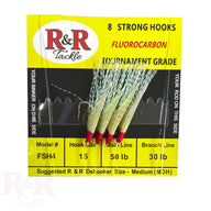 FSH4 Bait Rig- 4 (size 15) hooks with flash & fish skin
